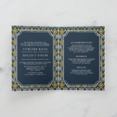 Donkerblauw geel Ikat All in One Sikh Wedding (Binnen)