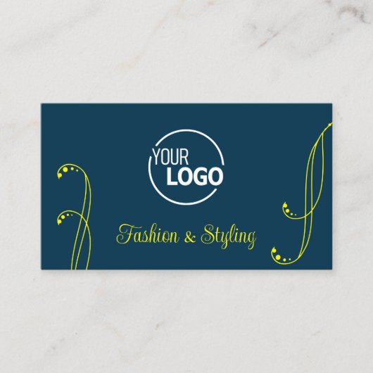 Donkerblauw Geel Koel  met Logo en Foto Visitekaartje (Voorkant)