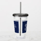 Donkerblauw gefeliciteerd Afstuderen Bijbelversie Acryl Drinkbeker (Rechts)