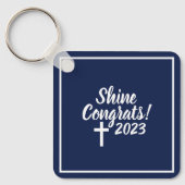 Donkerblauw gefeliciteerd Afstuderen Bijbelversie Sleutelhanger (Voorkant)