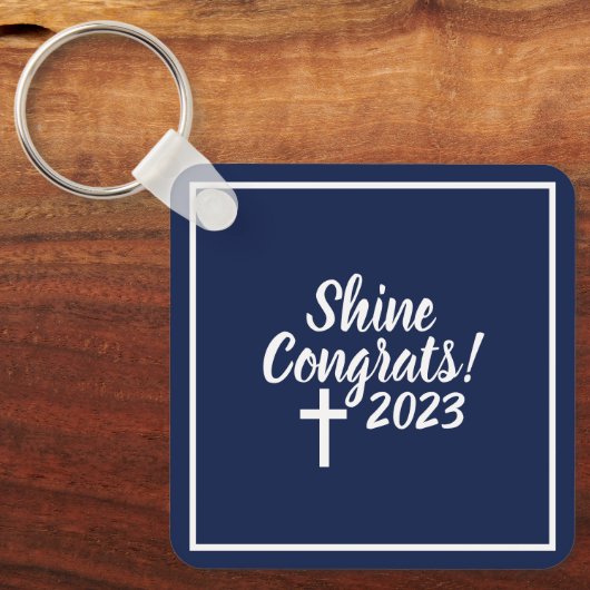 Donkerblauw gefeliciteerd Afstuderen Bijbelversie Sleutelhanger (Voorkant)