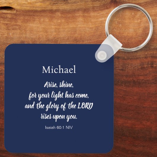 Donkerblauw gefeliciteerd Afstuderen Bijbelversie Sleutelhanger (Achterkant)