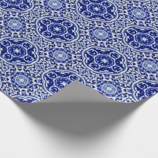 Donkerblauw gekleurde Tegel - Orientaal stijlpatro Cadeaupapier (Hoek)