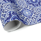 Donkerblauw gekleurde Tegel - Orientaal stijlpatro Cadeaupapier (Rol Hoek)