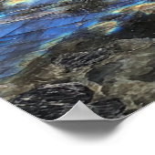 Donkerblauw gele labradorite kristal Print Poster (Hoek)