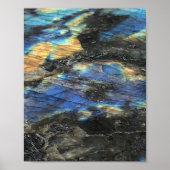 Donkerblauw gele labradorite kristal Print Poster (Voorkant)