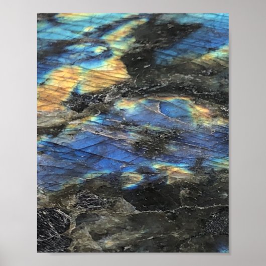 Donkerblauw gele labradorite kristal Print Poster (Voorkant)