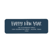 Donkerblauw | Gelukkig nieuwjaarslabel Etiket (Voorkant)