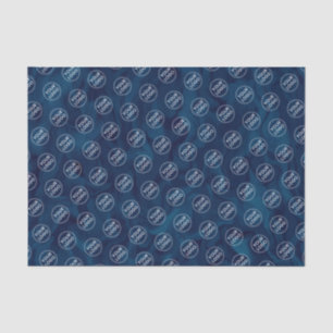 Donkerblauw, gemarmerde logo bedrijfspakketten toe tissuepapier