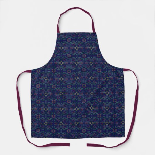 Donkerblauw geometrisch all-over print Schort (Voorkant)