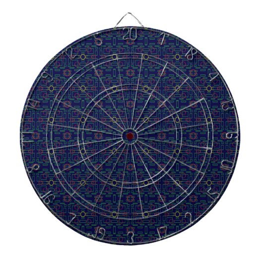 Donkerblauw geometrisch dartbord (Voorkant)