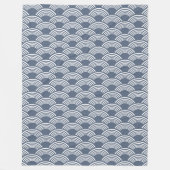 Donkerblauw geometrisch golfpatroon Seigaiha Fleece Deken (Voorkant)