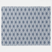 Donkerblauw geometrisch golfpatroon Seigaiha Fleece Deken (Voorkant (Horizontaal))