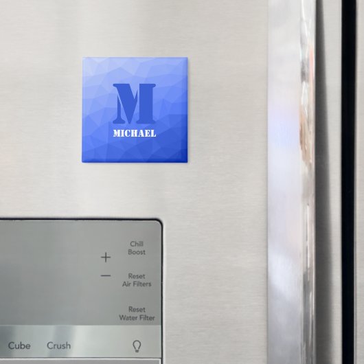 Donkerblauw geometrisch maaspatroon Monogram Magneet (Insitu (Koelkast))