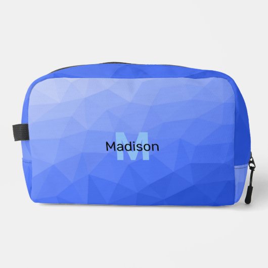 Donkerblauw geometrisch maaspatroon Monogram Toilettasje (Voorkant)