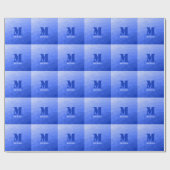 Donkerblauw geometrisch meshpatroon Monogram Cadeaupapier (Vlak)