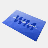Donkerblauw geometrisch meshpatroon Monogram Deurmat (Schuin)