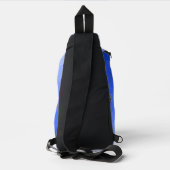 Donkerblauw geometrisch meshpatroon Monogram Sling Bag (Achterkant)
