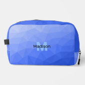 Donkerblauw geometrisch meshpatroon Monogram Toilettasje (Voorkant)