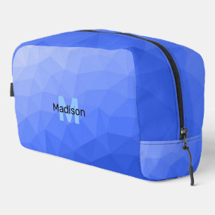 Donkerblauw geometrisch meshpatroon Monogram Toilettasje