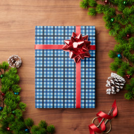 Donkerblauw geruit cadeaupapier