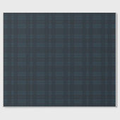 Donkerblauw geruit kerstpatroon cadeaupapier (Vlak)