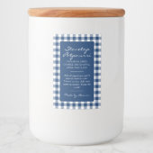 Donkerblauw geruit sudderpot set etiket (Voorkant)