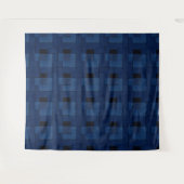 Donkerblauw gestructureerde geometrie wandkleed (Voorkant (horizontaal))