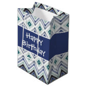 Donkerblauw gevarieerd medium cadeauzakje (Voorkant Gekanteld)