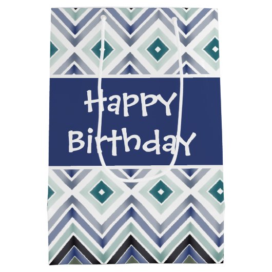 Donkerblauw gevarieerd medium cadeauzakje (Achterkant)