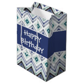 Donkerblauw gevarieerd medium cadeauzakje (Achterkant Gekanteld)