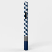 Donkerblauw Gingham Pattern - aangepast monogram Case-Mate iPhone Case (Achterkant/rechts)