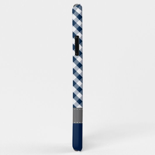 Donkerblauw Gingham Pattern - aangepast monogram Case-Mate iPhone Case (Achterkant/rechts)