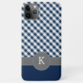 Donkerblauw Gingham Pattern - aangepast monogram Case-Mate iPhone Case (Achterkant)