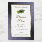 Donkerblauw Glitter White Gold Product Label Ladyb Voedselcontainer Etiket (Enkel label)