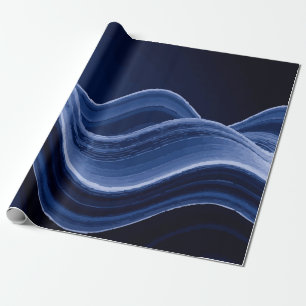 Donkerblauw golfpatroon – Moderne elegante cadeau Cadeaupapier