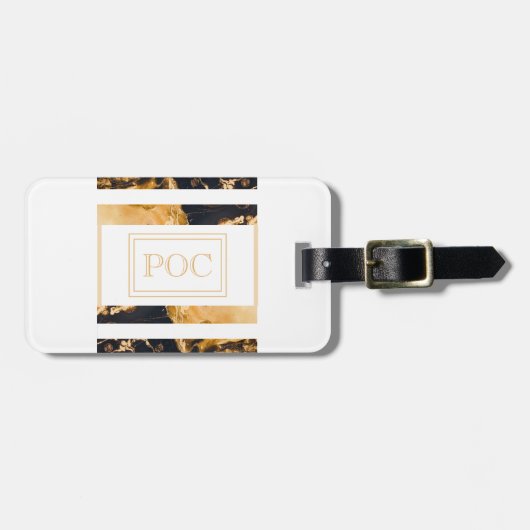 Donkerblauw goud Abstract monogram Bagagelabel (Voorkant horizontaal)