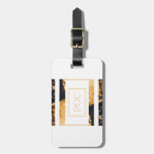 Donkerblauw goud Abstract monogram Bagagelabel (Voorkant verticaal)