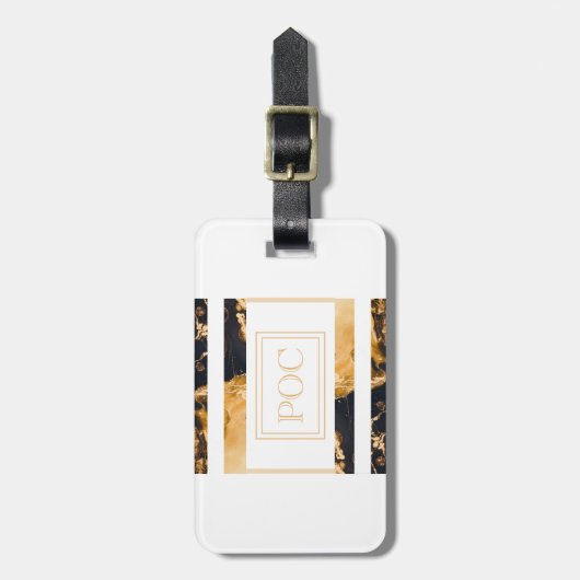 Donkerblauw goud Abstract monogram Bagagelabel (Voorkant verticaal)