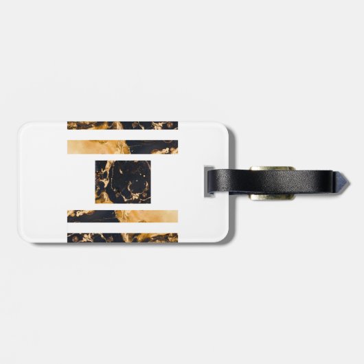 Donkerblauw goud Abstract monogram Bagagelabel (Achterkant horizontaal)