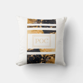 Donkerblauw goud Abstract monogram Kussen