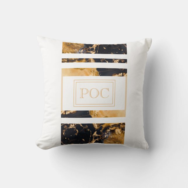 Donkerblauw goud Abstract monogram Kussen (Voorkant)