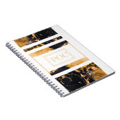 Donkerblauw goud Abstract monogram Notitieboek (Rechterzijde)
