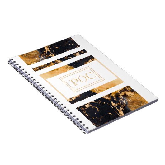 Donkerblauw goud Abstract monogram Notitieboek (Rechterzijde)