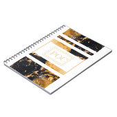 Donkerblauw goud Abstract monogram Notitieboek (Linkerzijde)
