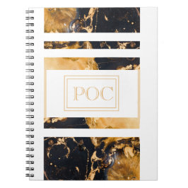 Donkerblauw goud Abstract monogram Notitieboek