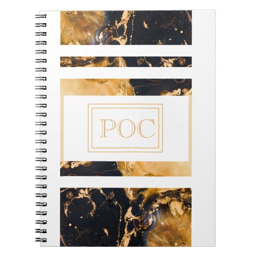 Donkerblauw goud Abstract monogram Notitieboek (Voorkant)