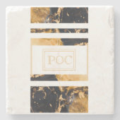 Donkerblauw goud Abstract monogram Stenen Onderzetter (Voorkant)