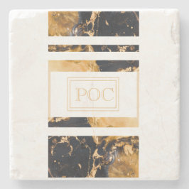 Donkerblauw goud Abstract monogram Stenen Onderzetter