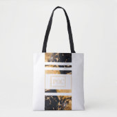 Donkerblauw goud Abstract monogram Tote Bag (Voorkant)